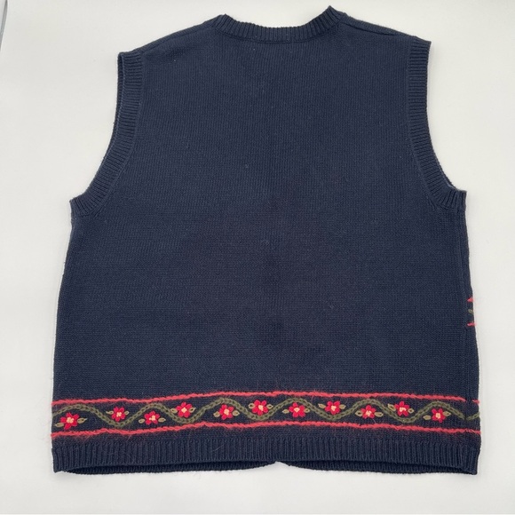 Vintage Ciel Bleu Women’s Large Floral Sweater Vest Buttons Flowers Blue 90s - Picture 9 of 13